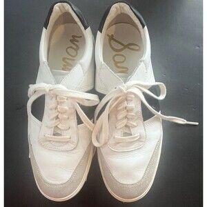 Sam Edelman Enna Women's Casual Sneaker White Navy Leather Athletic Size 9M